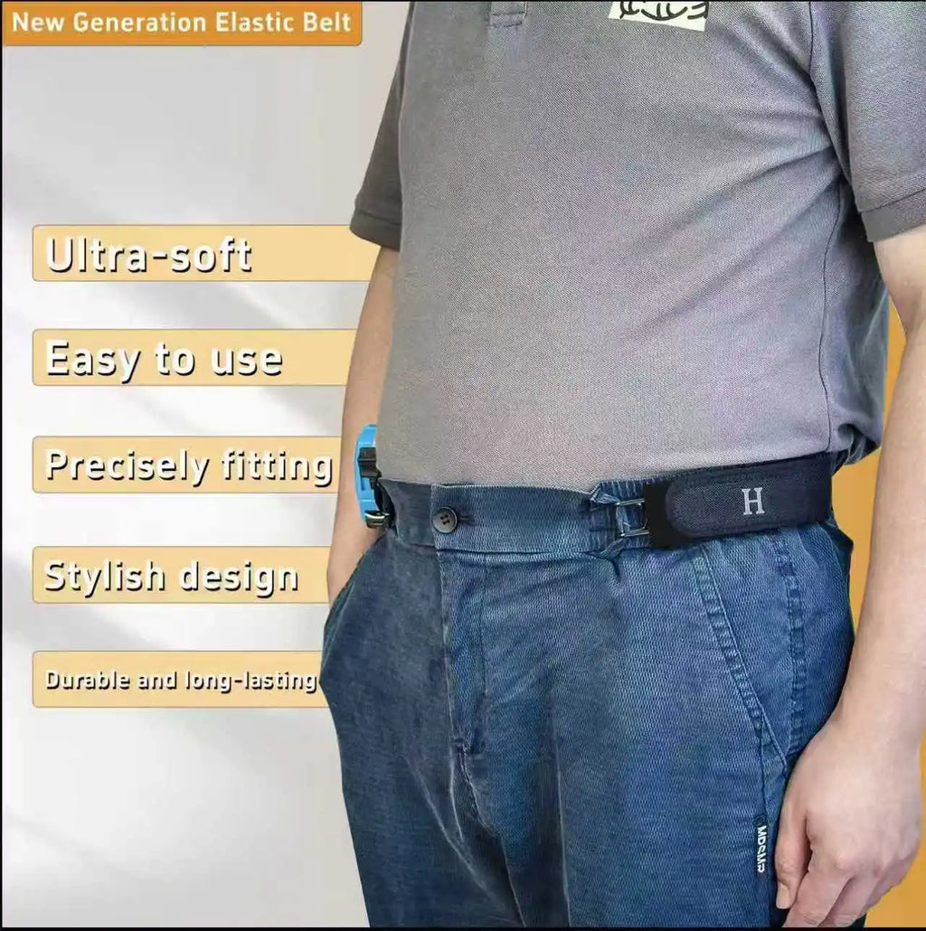 Buckleless Elastic Belt Hook Adjustable Metal Hook Men Women Unisex Buckle-Free Invisible Waist Belt Closure Outdoor Work EDC